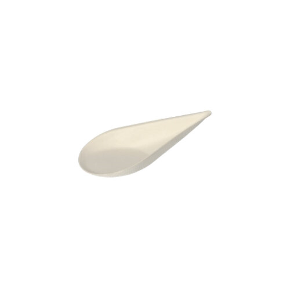 50 Fingerfood - Teller, Zuckerrohr "pure" 10,5 cm x 5,7 cm weiss "Drop"