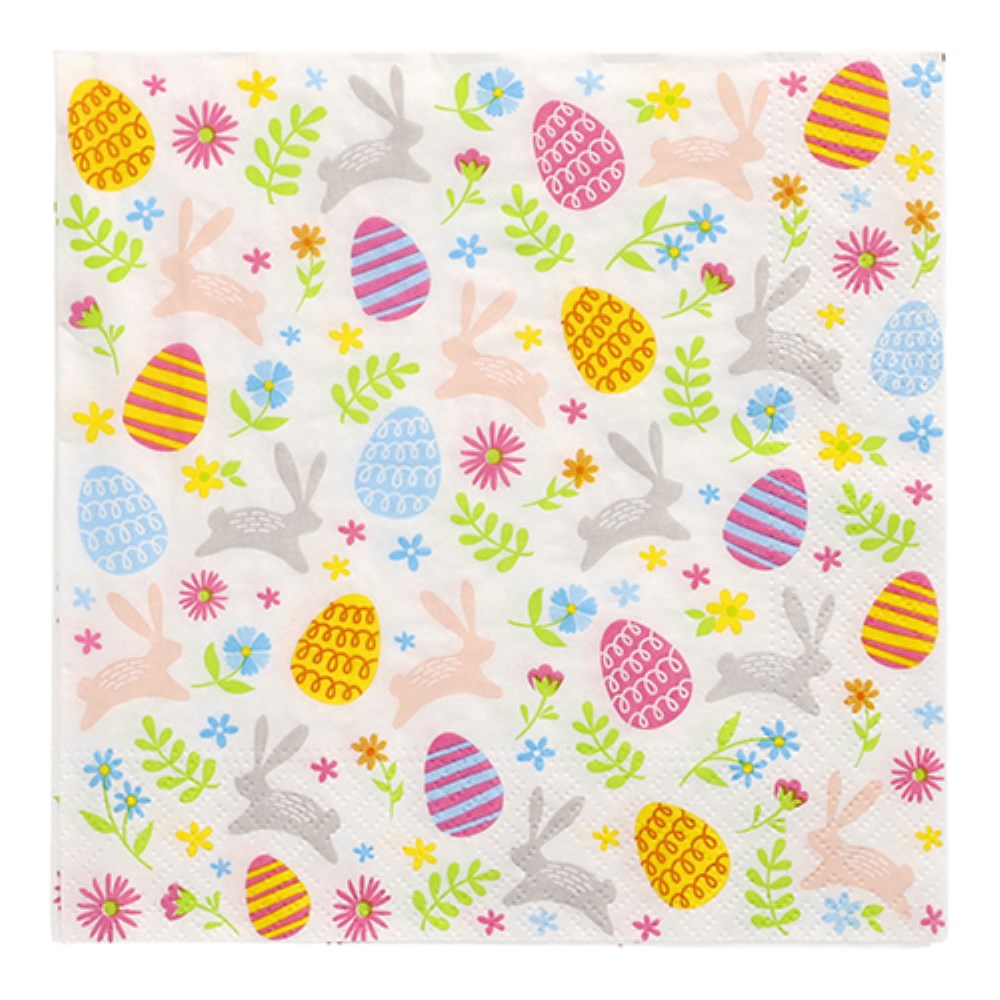 20 Servietten, 3-lagig 1/4-Falz 33 cm x 33 cm "Happy Easter"
