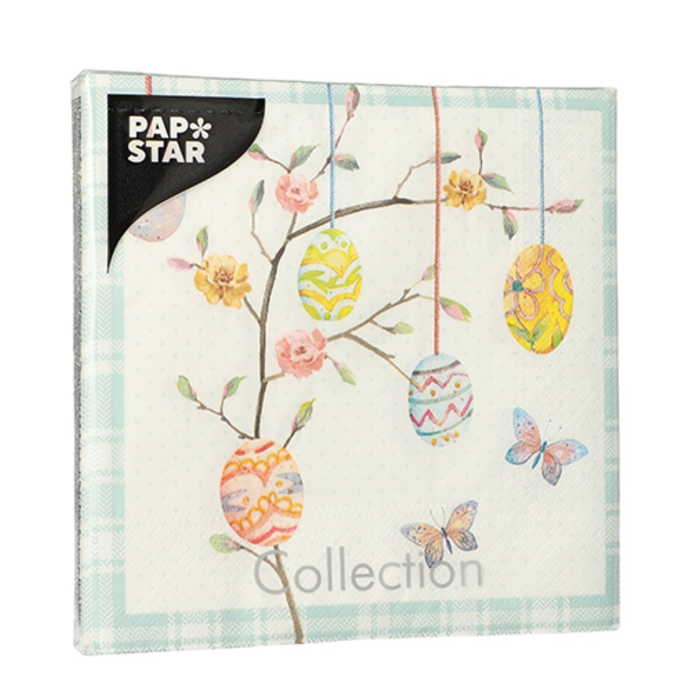 20 Servietten, 3-lagig 1/4-Falz 33 cm x 33 cm "Easter Branch"