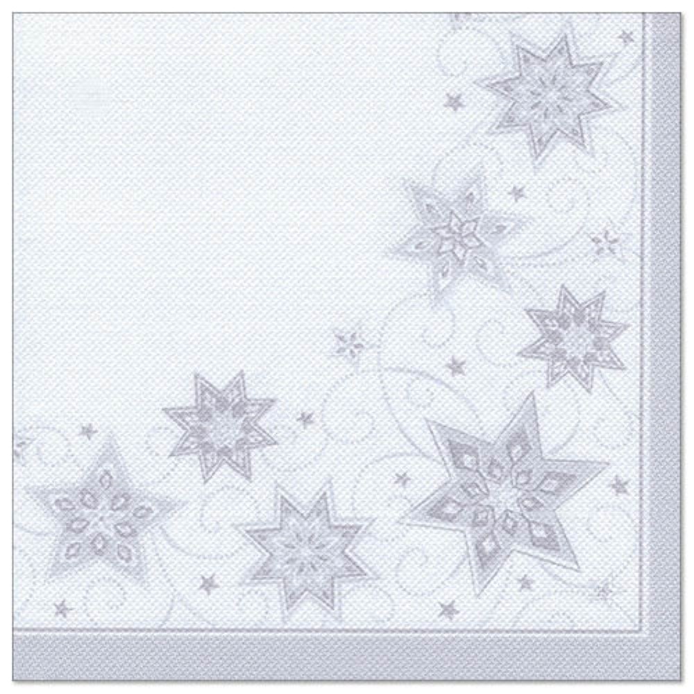 20 Servietten "ROYAL Collection" 1/4-Falz 40 cm x 40 cm weiss "Just Stars"