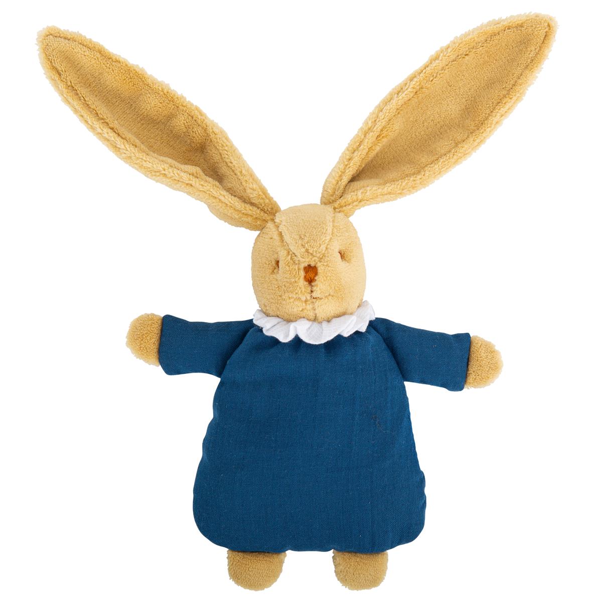 Kuschelhase mit Rassel 20Cm - Navy Blue Organic Cotton