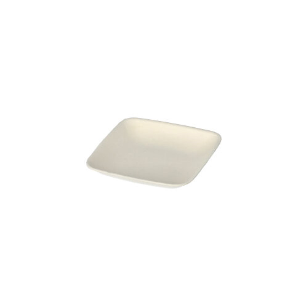 12 Fingerfood - Teller, Zuckerrohr "pure" eckig 1,2 cm x 6,5 cm x 6,5 cm weiss