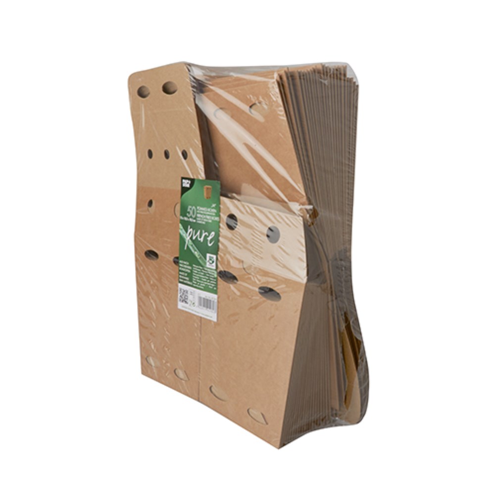 50 Pommes-Frites-Boxen, Pappe "pure" 15,5 cm x 10,5 cm x 10,5 cm braun "100% Fair" klein