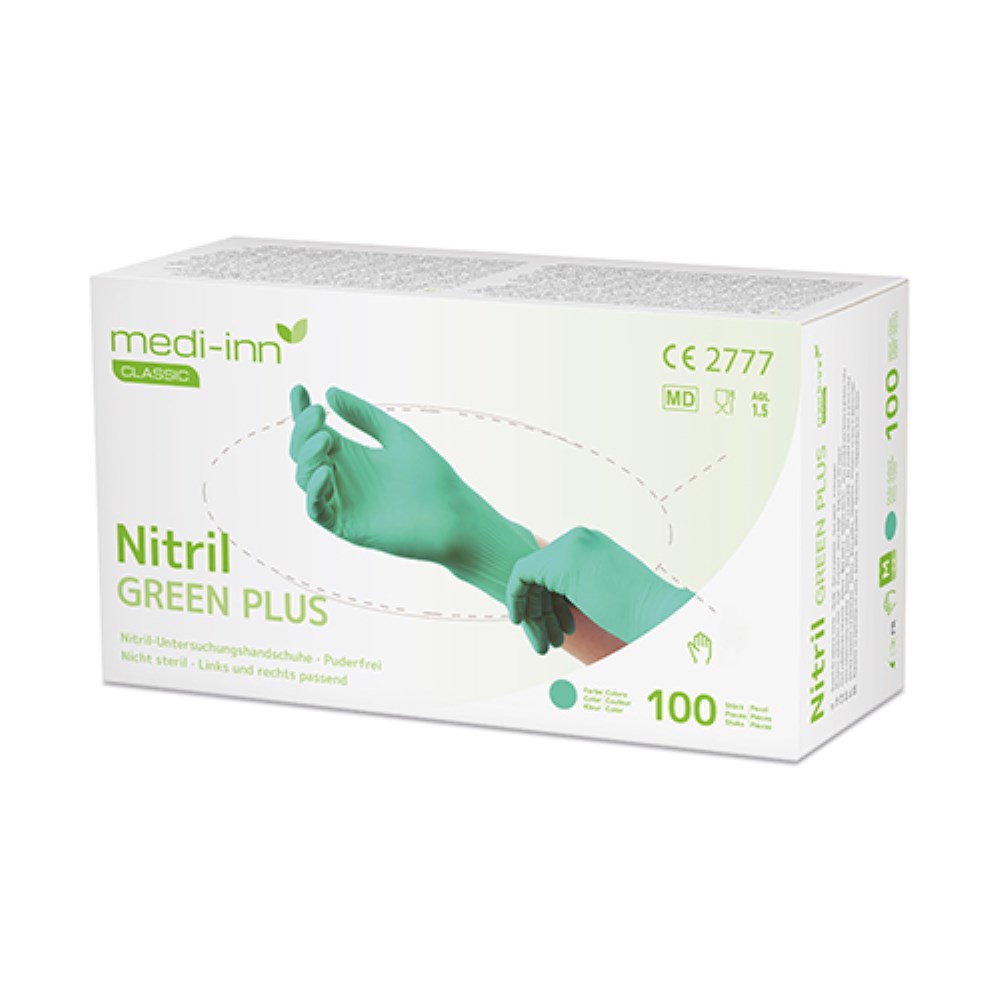 100 "Medi-Inn Classic" Handschuhe, Nitril puderfrei grün "Green Plus" Größe: XL