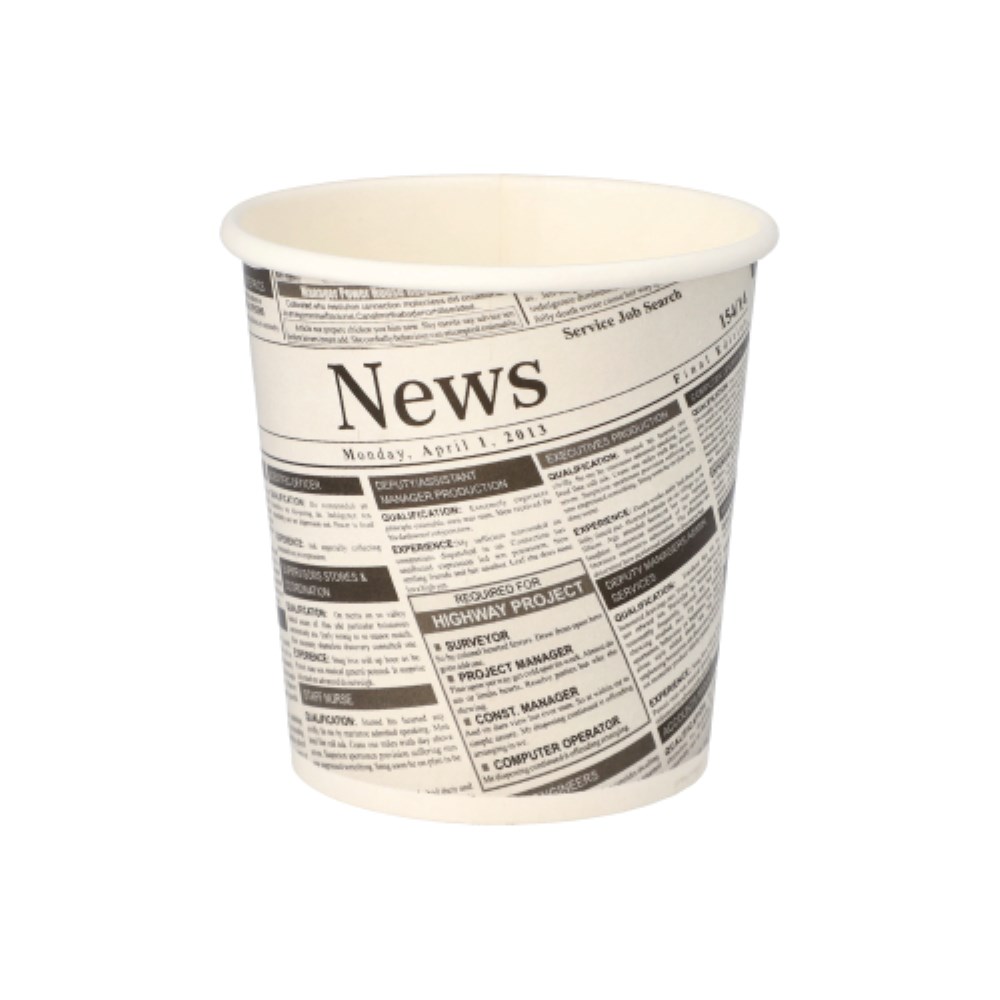 50 Snackbecher, Pappe "To Go" rund 470 ml Ø 9,9 cm · 9,9 cm "Newsprint"