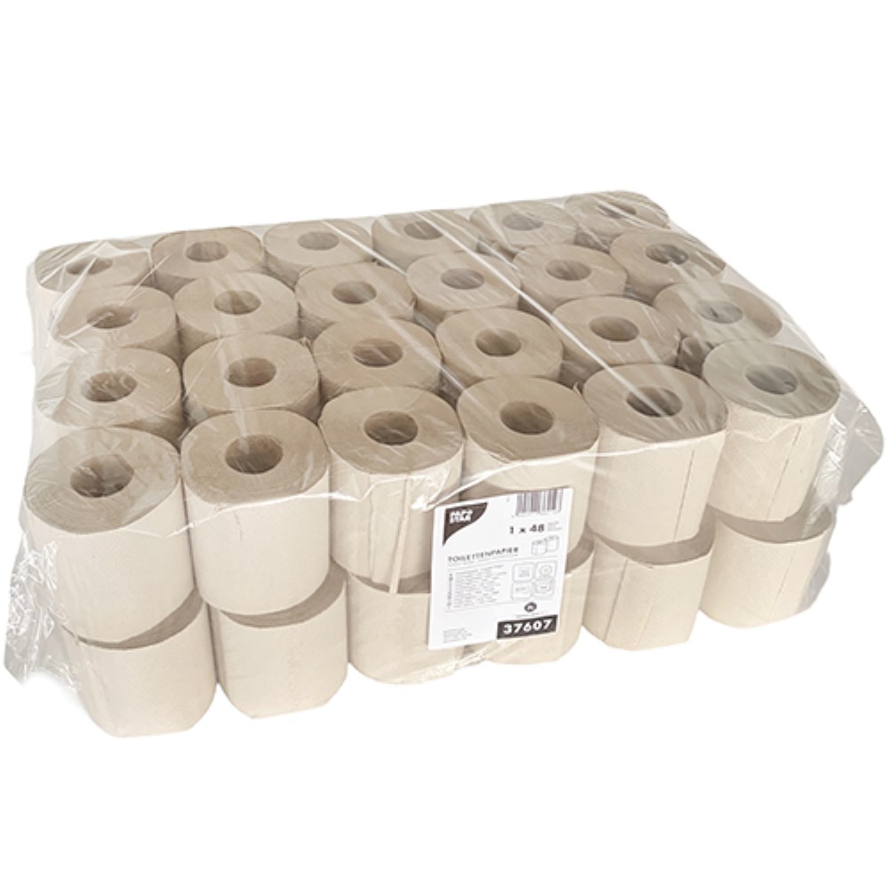 48 Rollen Toilettenpapier, 1-lagiges Krepp Ø 10,5 cm · 11 cm x 9,8 cm natur 400 Blatt
