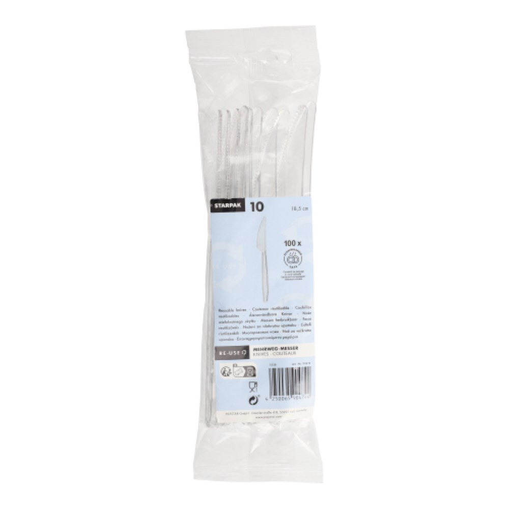 10 Mehrweg-Messer 18,5 cm transparent