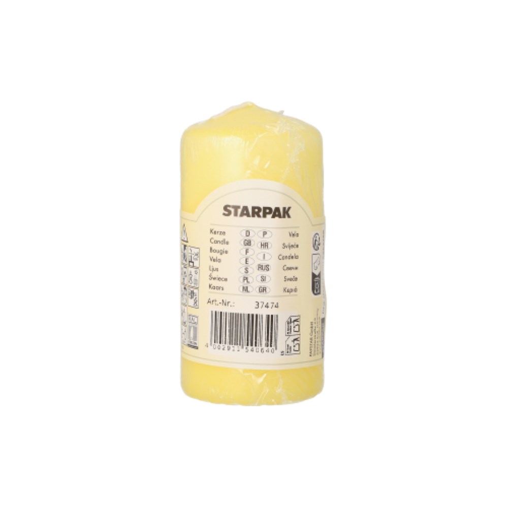 Stumpenkerze Ø 50 mm · 100 mm zitronengelb