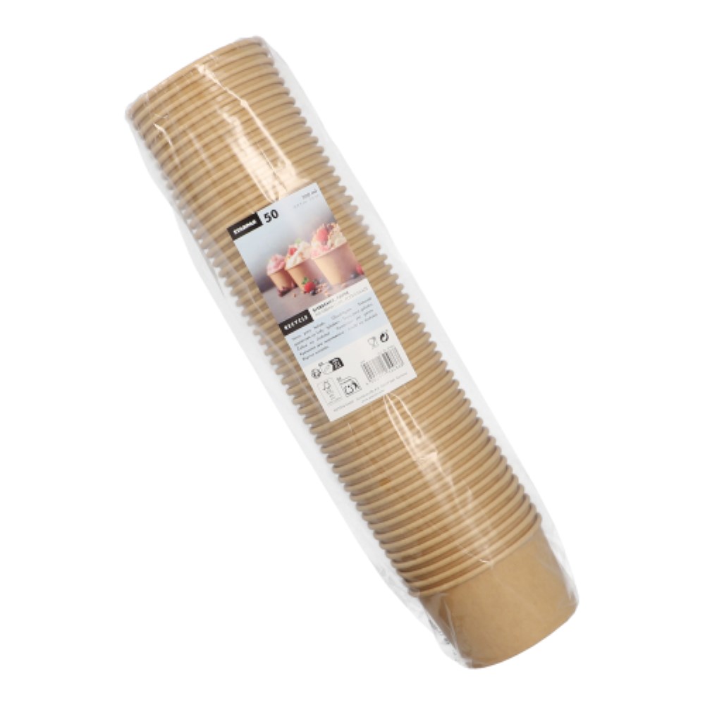 50 Eisbecher, Pappe 200 ml Ø 9,5 cm · 6 cm braun