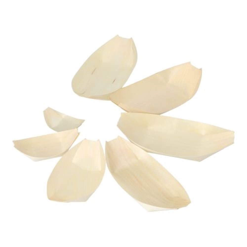 50 Fingerfood - Schalen, Holz "pure" 11 cm x 6,5 cm "Schiffchen"