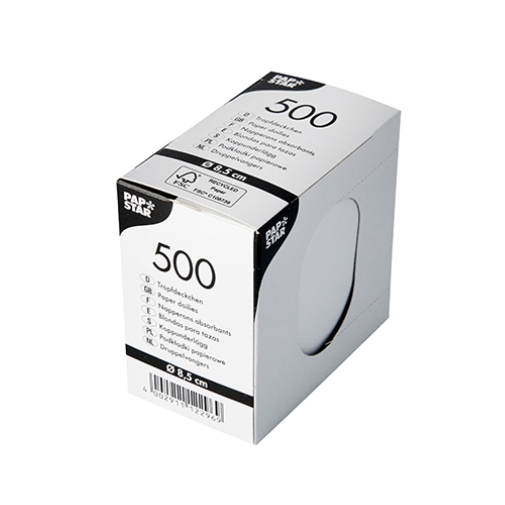500 Tropfdeckchen rund Ø 8,5 cm weiss
