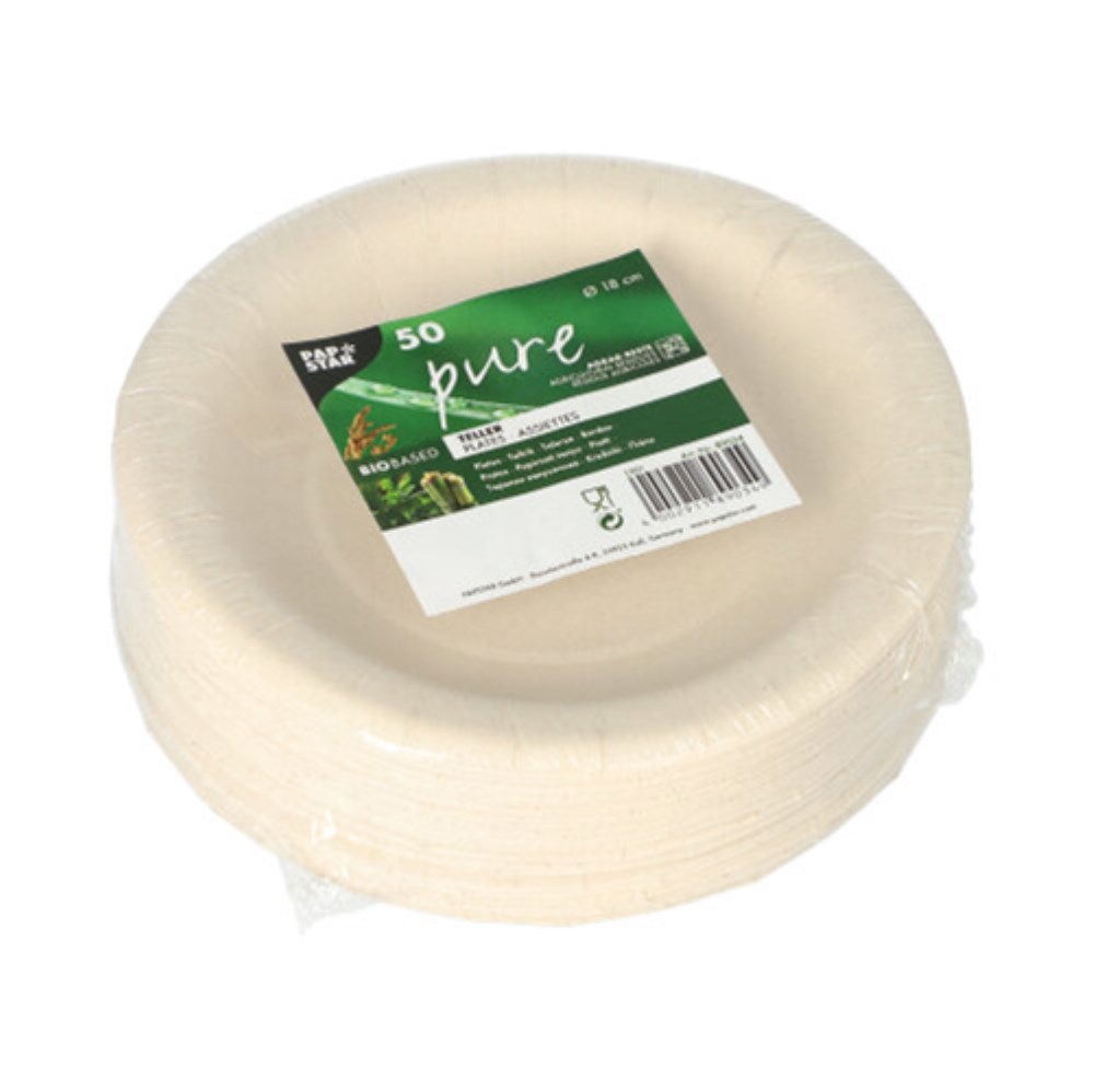 50 Teller, Agrarreste "pure" rund Ø 18 cm weiss