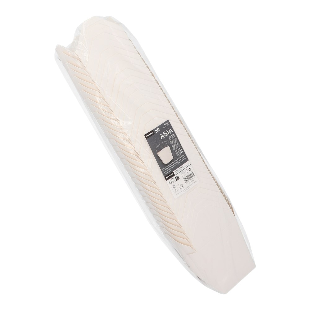 30 Snackboxen mit Henkel "ASIA" eckig 770 ml 10,3 cm x 8 cm x 6,6 cm weiss