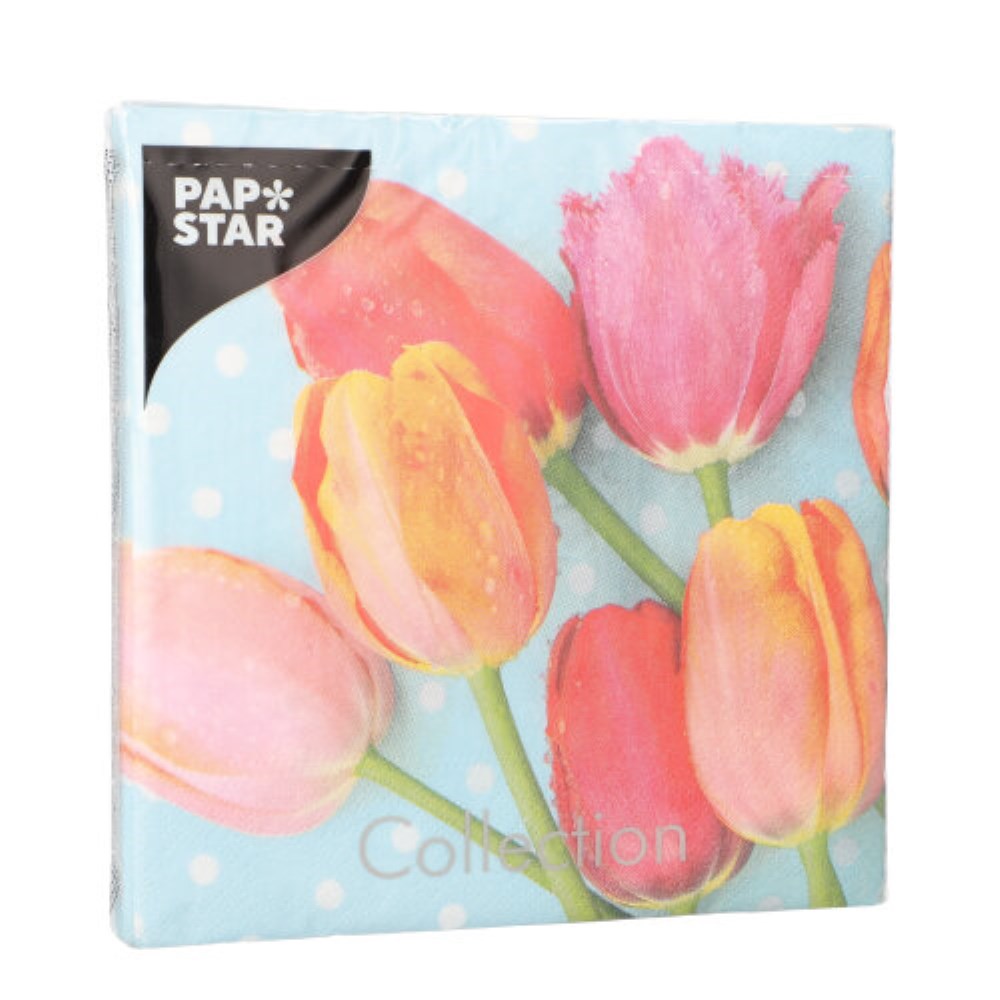 20 Servietten, 3-lagig 1/4-Falz 33 cm x 33 cm "Bella Tulipa"