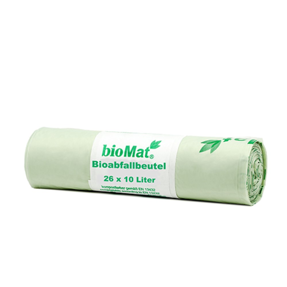 26 "bioMat" Kompostbeutel auf Stärkebasis 10 l 50 cm x 42 cm mit Tragegriff, 14 my