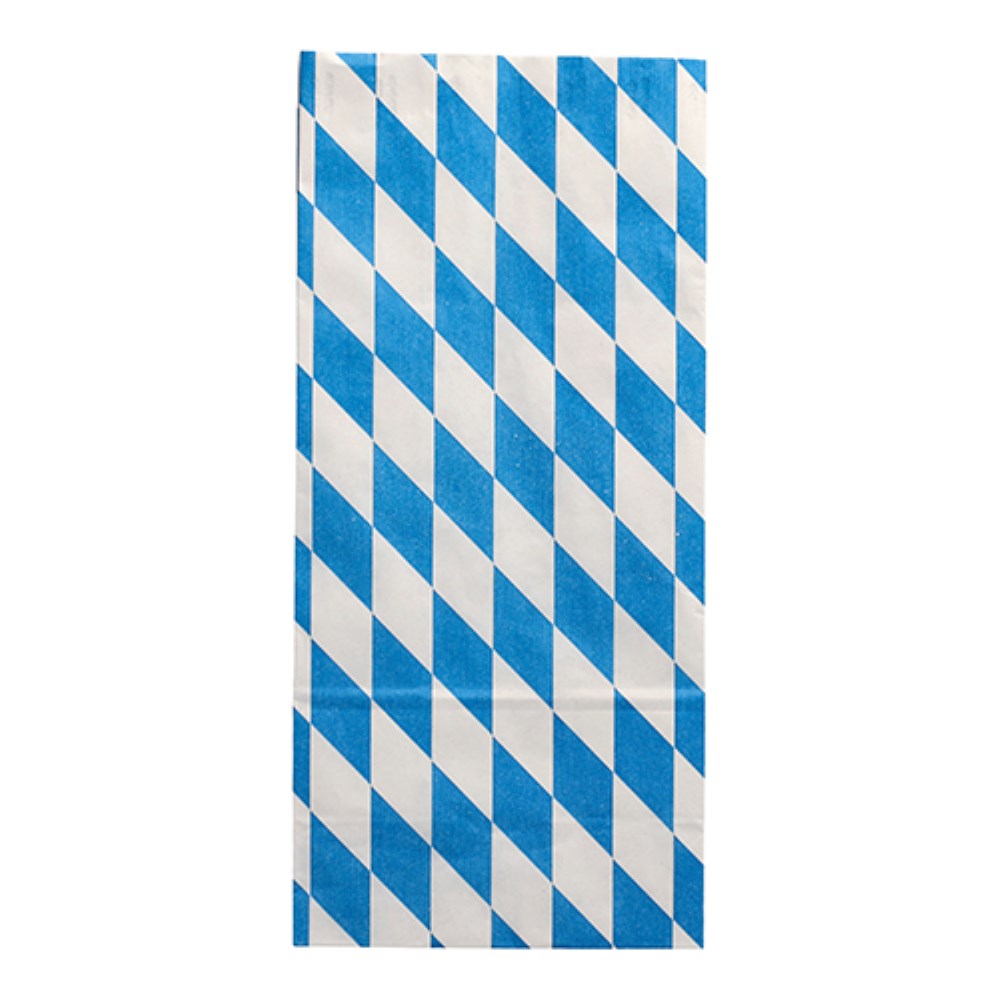 100 Hähnchenbeutel, Papier mit Alu-Einlage 28 cm x 13 cm x 8 cm "Bayrisch blau" 1/1