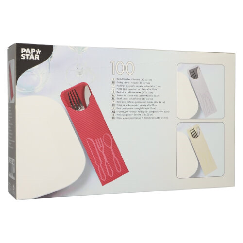 100 Bestecktaschen 23,5 cm x 7,3 cm anthrazit inkl. farbiger Serviette
