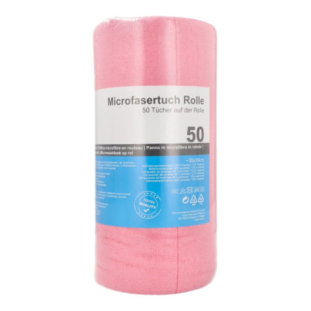 Microfasertücher auf Rolle 30 cm x 30 cm rosa 50 Tücher