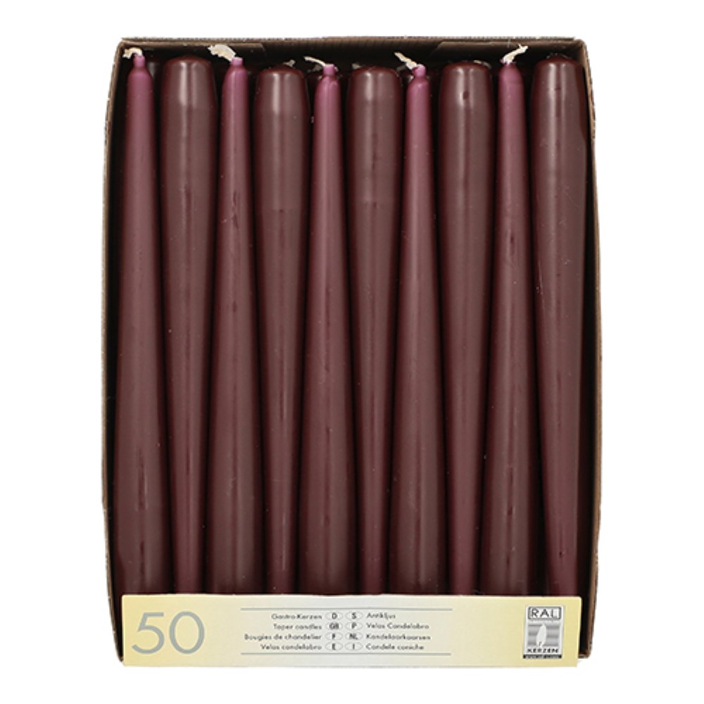 50 Leuchterkerzen Ø 2,2 cm · 25 cm beere