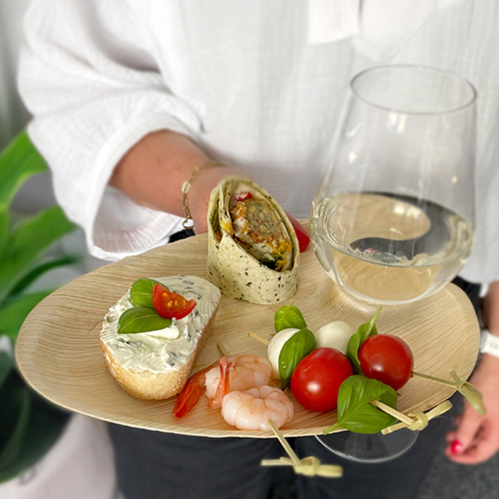 25 Cater Plates Palmblatt "pure" oval 1,3 cm x 18 cm x 23,5 cm