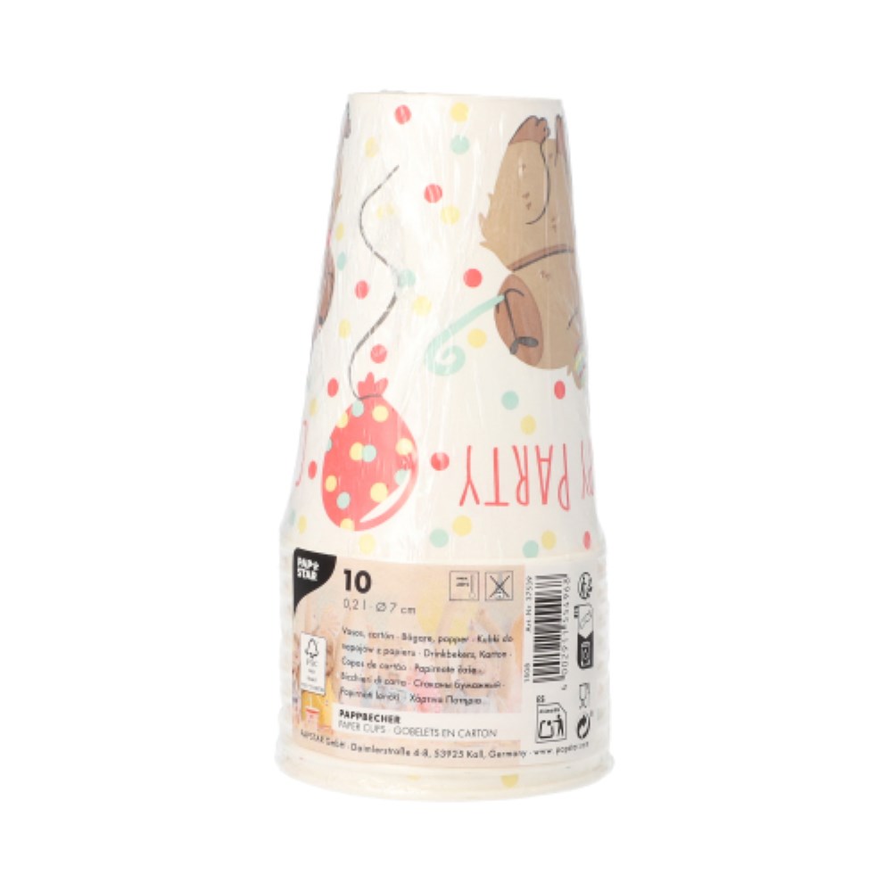 10 Trinkbecher, Pappe 0,2 l Ø 7 cm · 9,7 cm "Capy Party"
