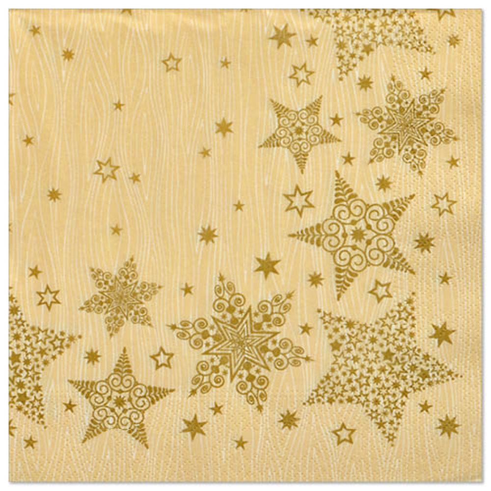 20 Servietten, 3-lagig 1/4-Falz 40 cm x 40 cm creme "Christmas Shine"